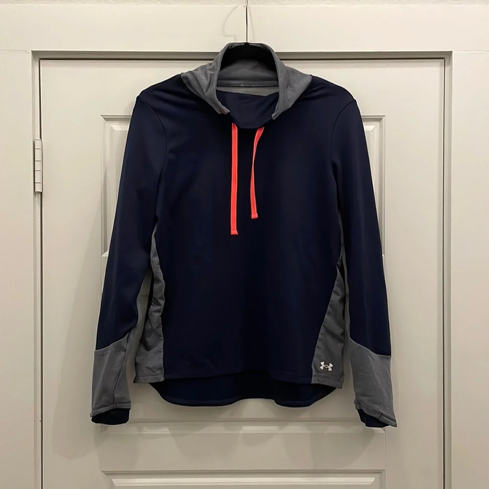 Under Armour Womens Rival Fleece Hoodie Navy Blue Gray Size Medium‎